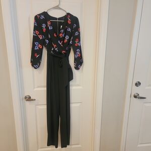 Ann Taylor Floral Black Jumpsuit